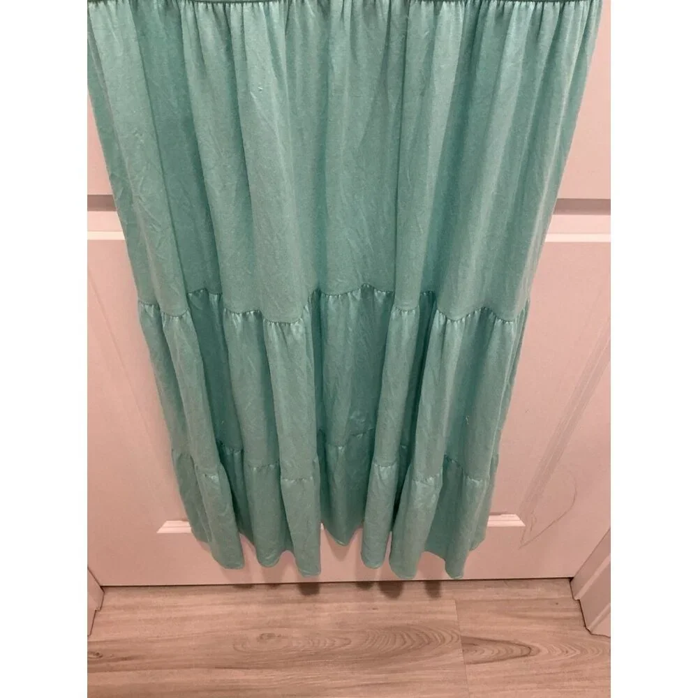 Sky Maxi Dress Medium Mint Color Strapless Boning At V Neck Lace Trim NWT - Picture 3 of 8